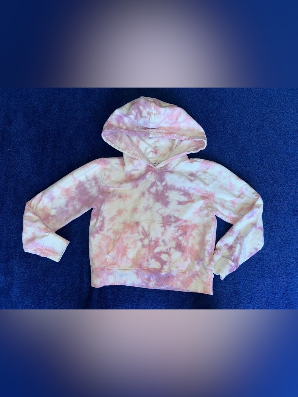 Hollywood Girls Pink White Tye Dye Crop Pullover Hoody Size 6x